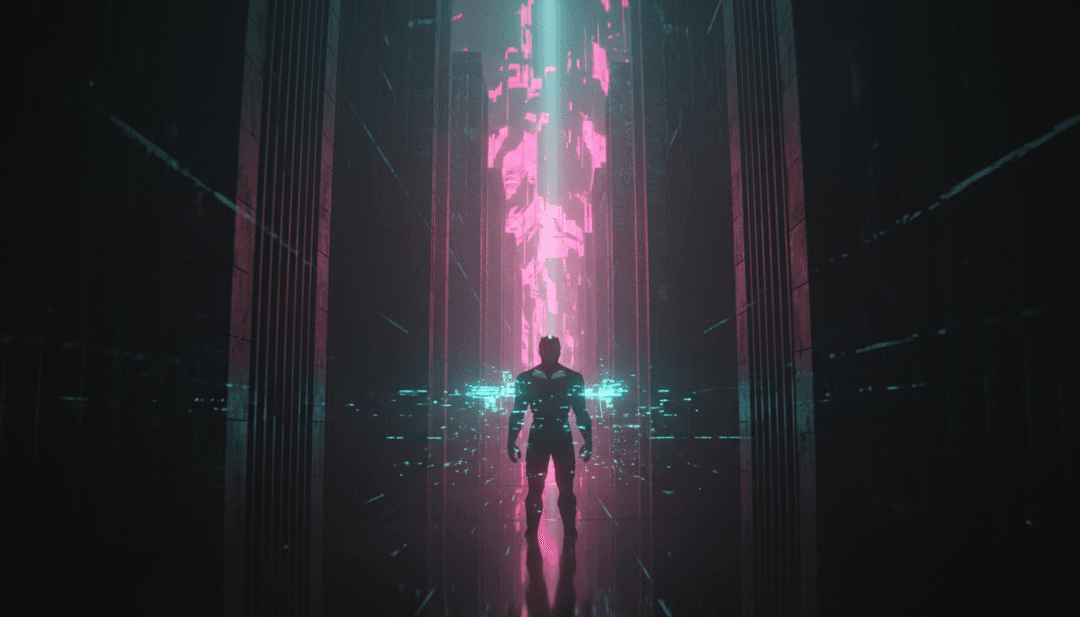 Uma paisagem urbana gerada por IA pulsando com luzes de néon, refletindo a batida hip-hop de 'ain’t the one' de sosocamo.