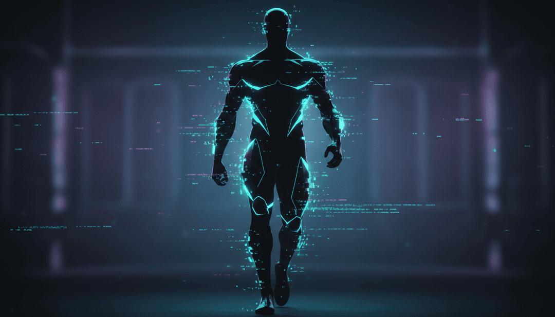 Visuais dinâmicos de um artista em movimento através de uma cena urbana digital, sincronizados com as batidas nítidas e o fluxo lírico de 'ain’t the one'.