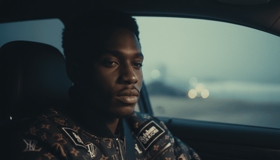 Visuais dinâmicos gerados por IA, apresentando cenas inspiradas no ritmo e nas letras de 'Last Drink', mesclando paisagens urbanas com narrativa emotiva e transições fluidas.