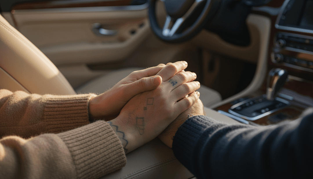 A IA interpreta 'nothing on u' de Bazzi com luzes de néon da cidade e uma figura contemplativa.