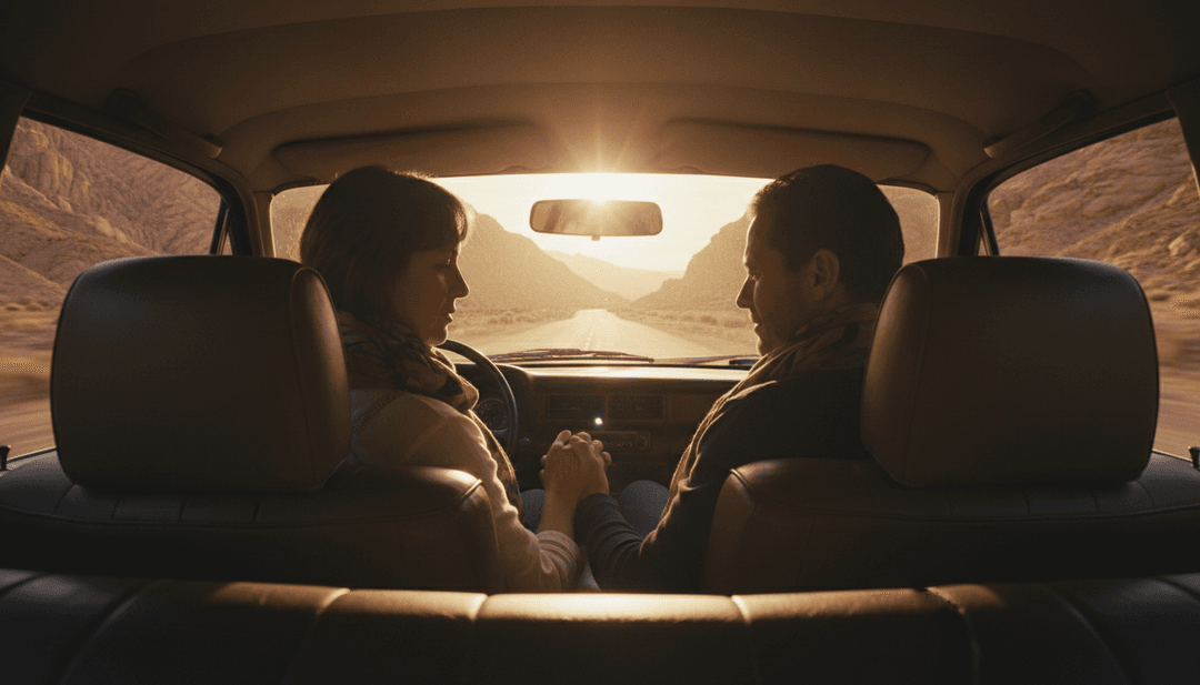 Visualizações abstratas de ondas sonoras se transformando em paisagens urbanas animadas.