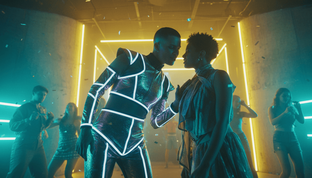 freebeat.aiのユーザーインターフェースが、MP3をアップロードしてさまざまな視覚テーマとエフェクトでカスタムミュージックビデオを生成する方法を実演。