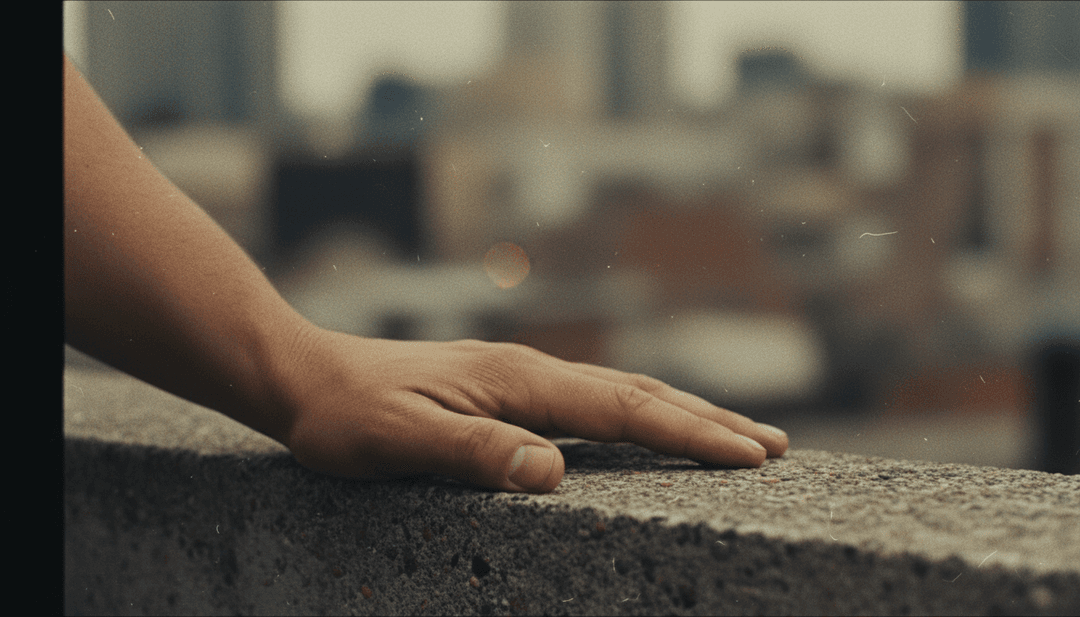 Dynamische visuelle Sequenz, die zeigt, wie einzelne Akustikgitarrennoten und Pecos & the Rooftops' Gesang aus 'Looking Down Proud' von freebeat.ai akribisch in weitläufige Drohnenaufnahmen und Nahaufnahmen ausdrucksstarker Gesichter übersetzt werden, wodurch ein kohärenter **Lyrics-Video-Generator**-Output entsteht.