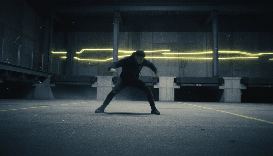 Abstrakte Visuals, die mit den intensiven Beats und Synth-Linien von Pretty Sicks 'Star' synchronisiert sind und dynamische digitale Kunst zeigen.