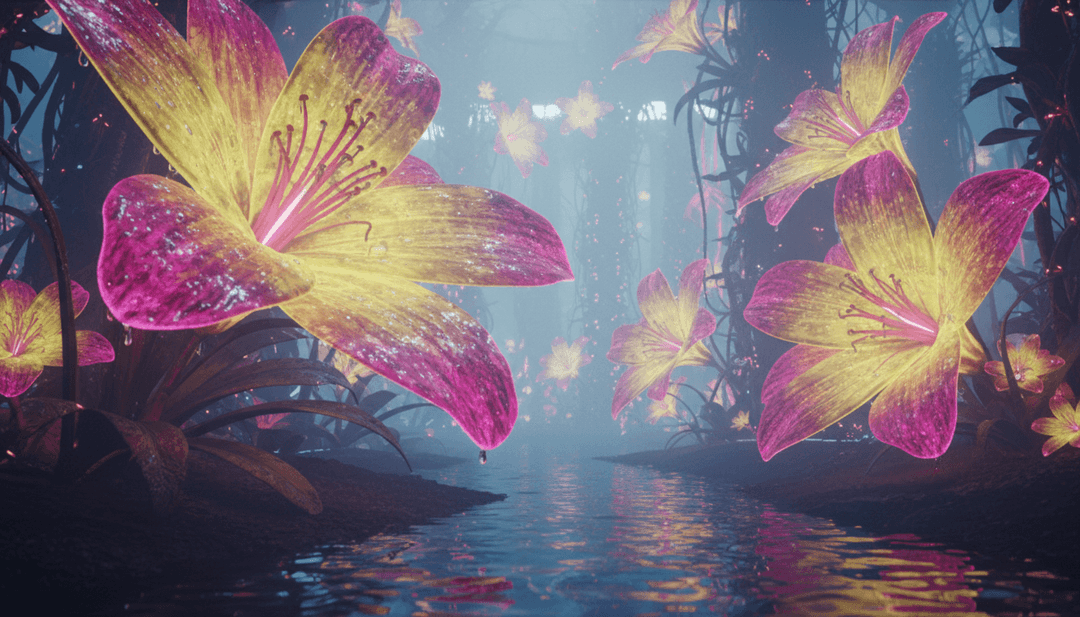 Imágenes dinámicas generadas por IA sincronizadas con las letras y ritmos de trap de 'WAP' de Cardi B y Megan Thee Stallion, presentando líquidos abstractos y colores llamativos.