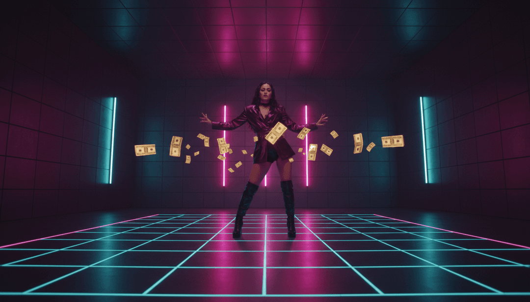 Dynamische Montage, die Amaarae, Kali Uchis und Moliy in stilisierten Szenen zeigt, verflochten mit visuellen Darstellungen von Trap-, Hip-Hop- und Latin-Pop-Elementen.