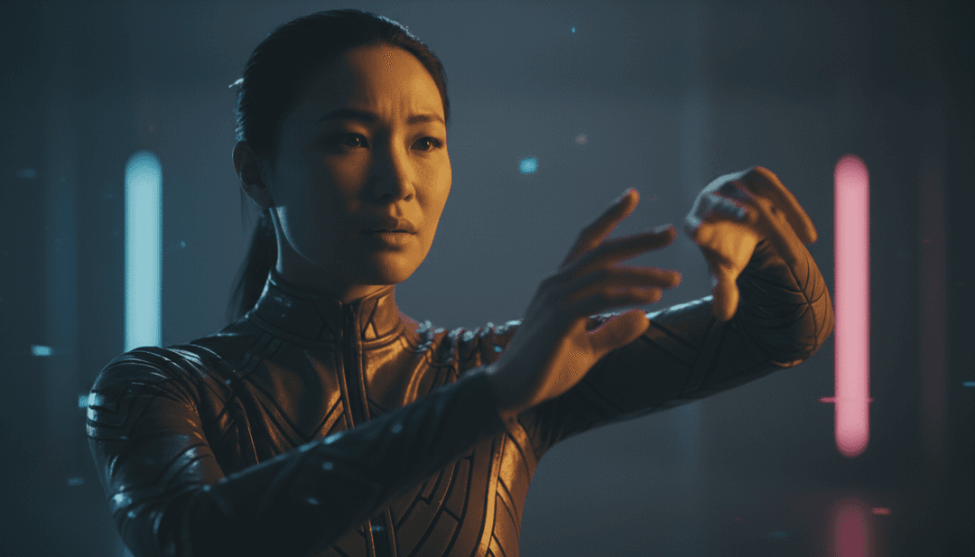 Dynamische Szenen einer einsamen Figur, die in einer surrealen, sich entwickelnden Landschaft tanzt, was die Verschmelzung von 'On The Ground's Pop-Beats und introspektiven Texten darstellt, nahtlos generiert von freebeat.ai.