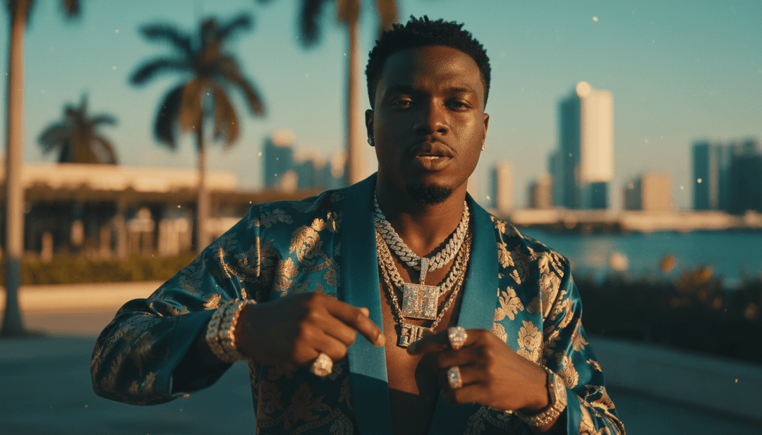 AI che visualizza le voci morbide di Tems e il flow disinvolto di Wizkid con scene dinamiche e interconnesse.