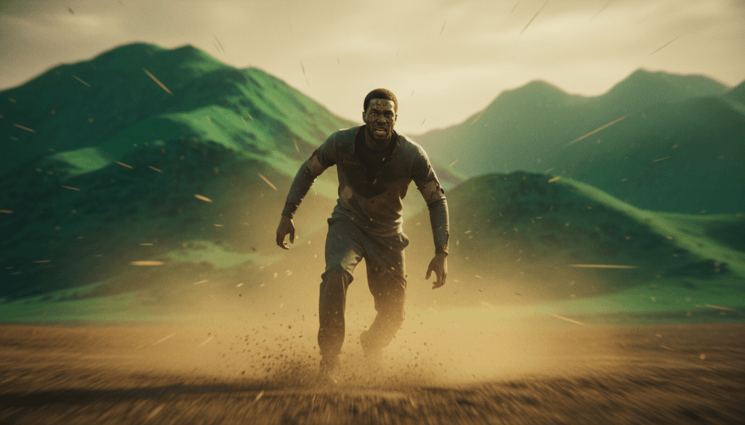 Persona che guarda un video musicale generato dall'AI di 'SAVE MY SOUL' su uno schermo futuristico, circondata da strumenti creativi.