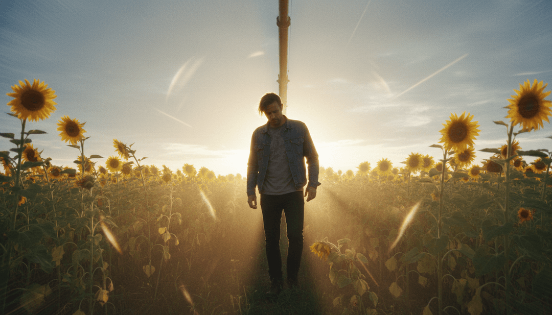 Um videoclipe de IA totalmente gerado para 'The News' de Drugdealer sendo reproduzido em uma tela, com um prompt 'crie o seu próprio'.