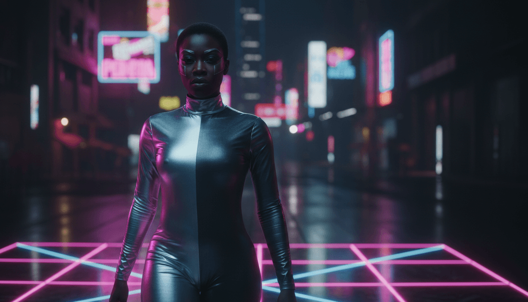 Une visualisation vibrante et abstraite des ondes sonores et des thèmes lyriques de 'No Broke Boys' de Disco Lines & Tinashe, interprétée par Freebeat.ai.