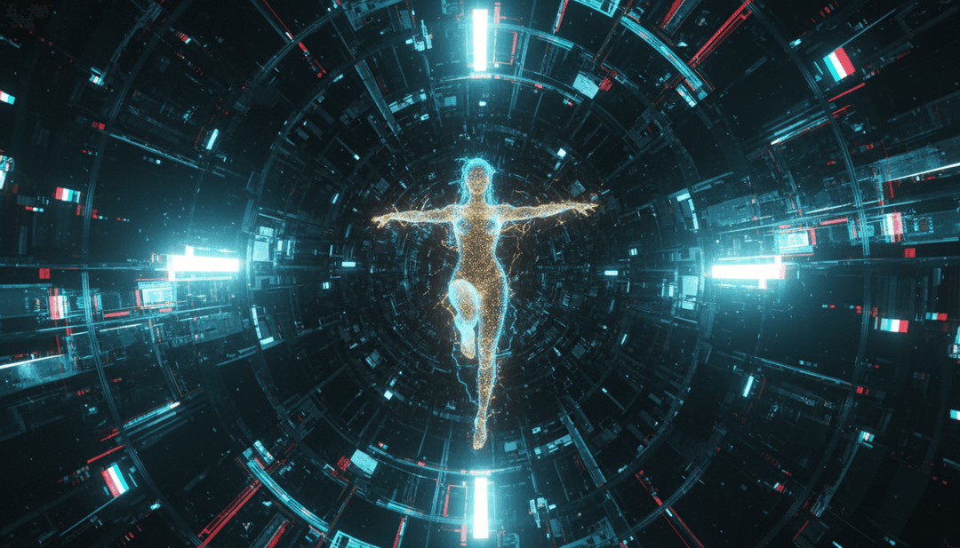 Eine Person, die ein hochwertiges, KI-generiertes Musikvideo auf einem großen Bildschirm ansieht, mit dezent integriertem freebeat.ai-Logo.