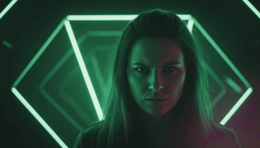 KI interpretiert einen Song, wobei sich Musiknoten in abstrakte Visuals verwandeln, die House- und Hip-Hop-Genres repräsentieren.