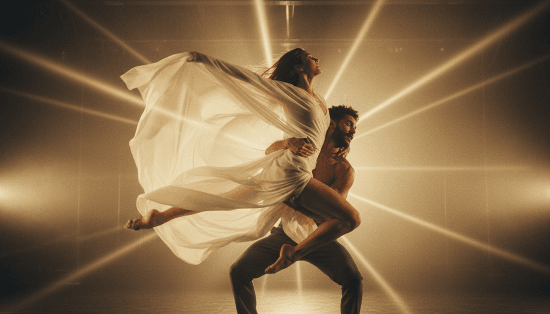 एक म्यूजिक वीडियो के जीवंत, सिंक्रोनाइज्ड विजुअल चल रहे हैं, यह दर्शाते हुए कि कैसे ध्वनि तत्वों को एआई द्वारा शानदार सिनेमाई दृश्यों में बदला जाता है।