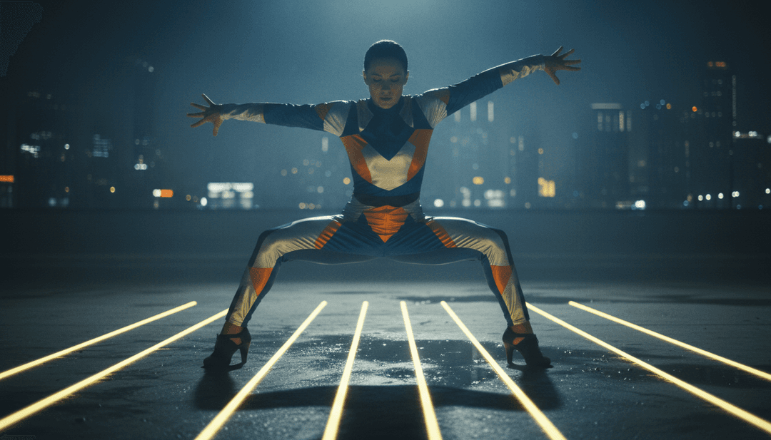 스피커에서 퍼져나가는 전 세계적인 음파를 묘사하는 추상 미술, Makeba의 리듬을 반영하는 활기찬 춤과 같은 에너지로 가득 차 있음.