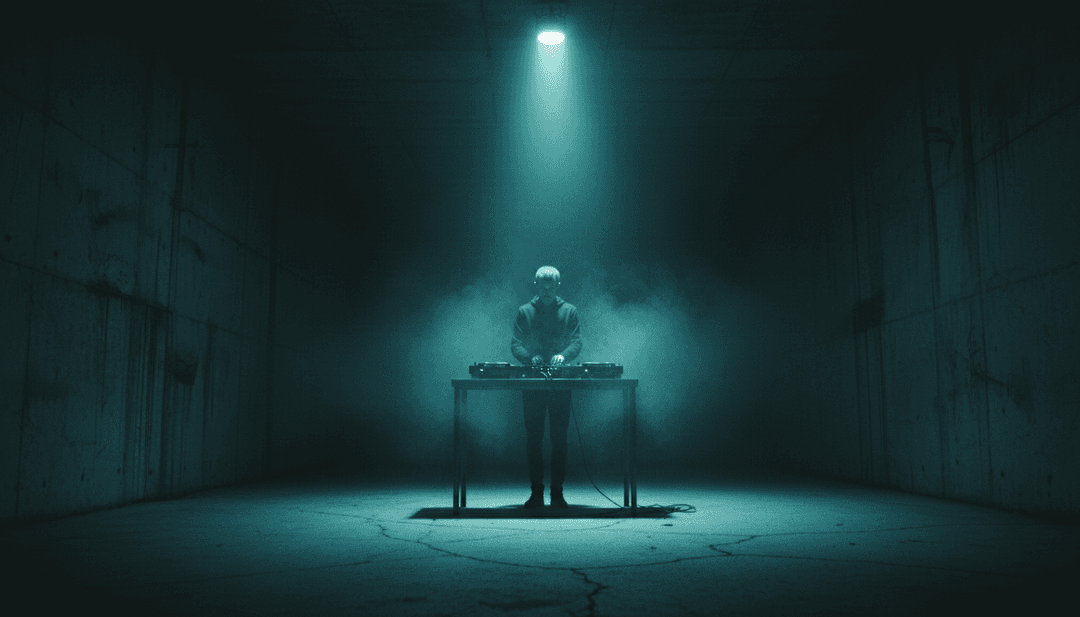 Abstrakte Visualisierung von Schallwellen und lebendiger Energie, die Jambacks 'Positive'-Track darstellt, interpretiert von KI.