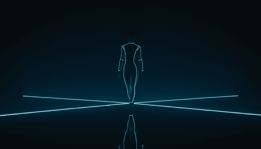 Ilustração digital representando a análise inicial de IA de 'For Life (feat. Nile Rodgers)', mostrando formas de onda se transformando em padrões de luz vibrantes e abstratos e paisagens tropicais, capturando a essência eufórica dance-pop da música.