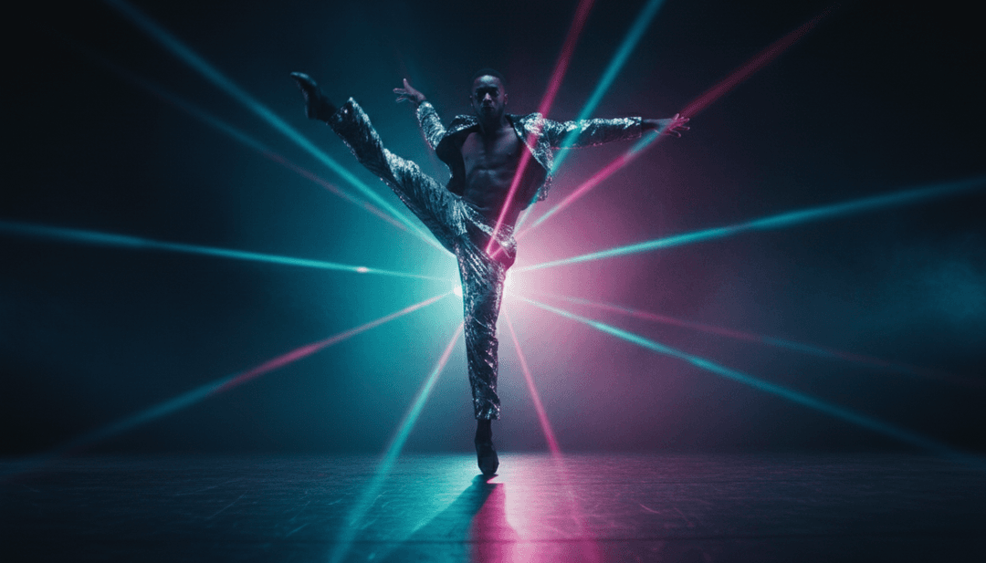 Representação visual dinâmica das batidas eletrônicas de Kygo criando efeitos de água cintilantes, os vocais de Zak Abel formando rastros de luz etéreos e a guitarra 'chaka-chaka' de Nile Rodgers evoluindo para padrões rítmicos e geométricos em um vibrante vídeo musical gerado por IA para 'For Life'.