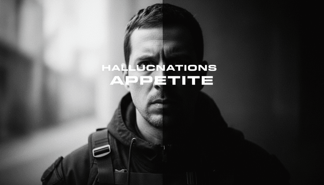 抽象数字声波转化为生动的视觉模式,象征 freebeat.ai 对 Chris Lorenzo 的 'Appetite' 的初步解读。