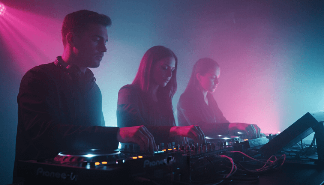 Arte abstrata visualizando ondas sonoras emocionais de "Crying On The Dancefloor", misturando elementos de dance-pop e house.