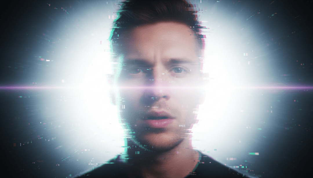 미래적인 화면에서 재생되는 'No Room For A Saint'의 멋진 AI 생성 뮤직 비디오로, 역동적인 비주얼을 보여줍니다.