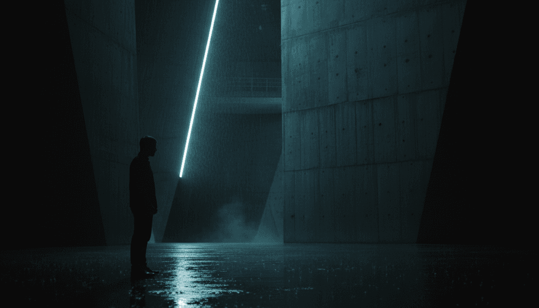 Una rappresentazione visiva astratta delle frequenze della musica dance elettronica che si trasformano in schemi di luce, simboleggiando l'interpretazione dell'IA.