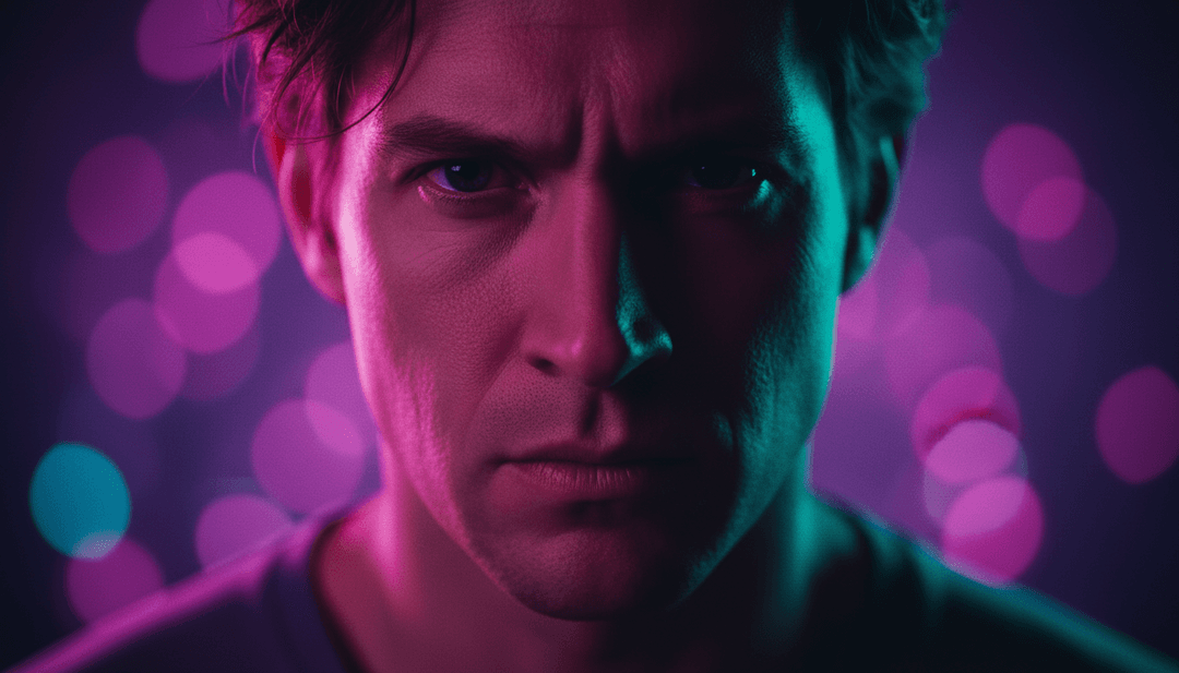 Una sequenza dinamica che mostra una rappresentazione digitale di un drop in un brano techno che esplode in un vortice di immagini astratte vibranti e sincronizzate.