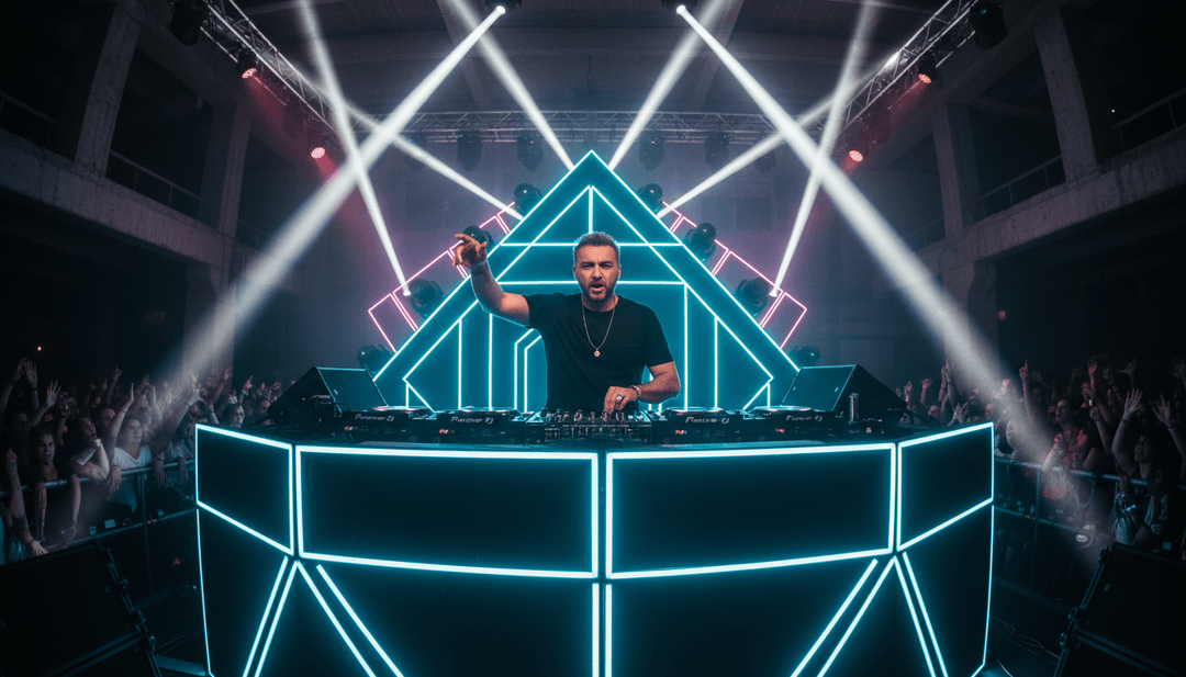 L'IA interprétant les formes d'ondes de la musique électronique en concepts visuels vibrants et énergiques pour 'Not At This Party' de Dasha et David Guetta.