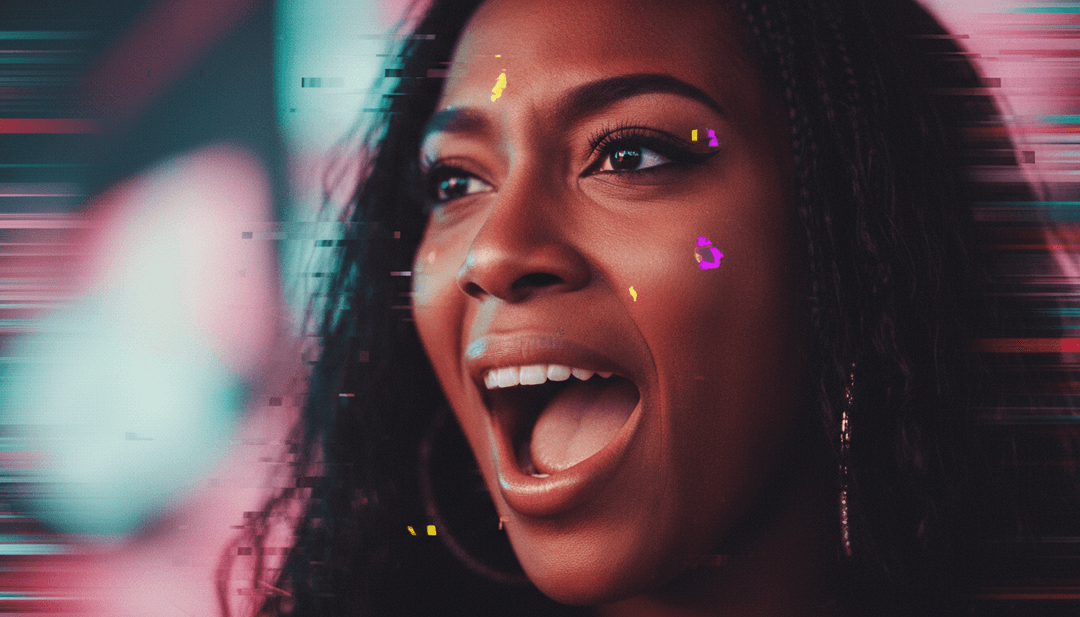 Um impressionante e completo vídeo musical gerado por IA para 'Woof (feat. Kah-Lo)' sendo reproduzido em uma tela, exibindo cores vibrantes e movimento energético, com o logotipo da freebeat.ai sutilmente visível.