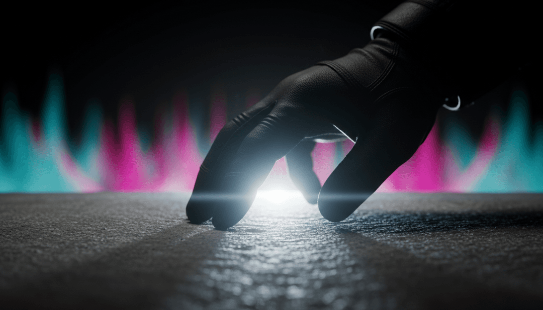 Representación visual abstracta de ondas de sonido transformándose en una escena dinámica de video musical de ciudad nocturna para 'Galvanize - Chris Lake Remix'.