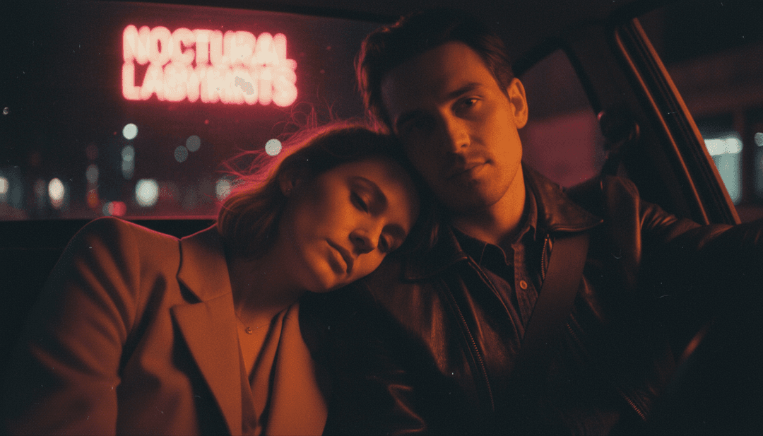 전자 음악에 맞춰 춤추는 댄서의 모습과 네온사인, 도시 배경을 담은 역동적인 AI 생성 뮤직비디오 장면.