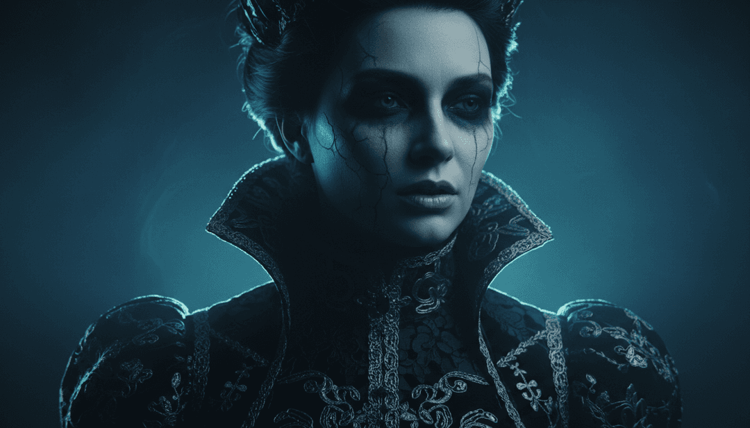 Interpretação digital abstrata de The Dead Dance de Lady Gaga, apresentando elementos eletrônicos cintilantes e uma figura esquelética estilizada dançando.