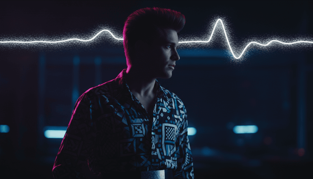 Une interface IA analysant les formes d'onde complexes de synth-pop et les paroles abstraites de '12 to 12' by sombr, mettant en évidence les points émotionnels clés et les motifs rythmiques.