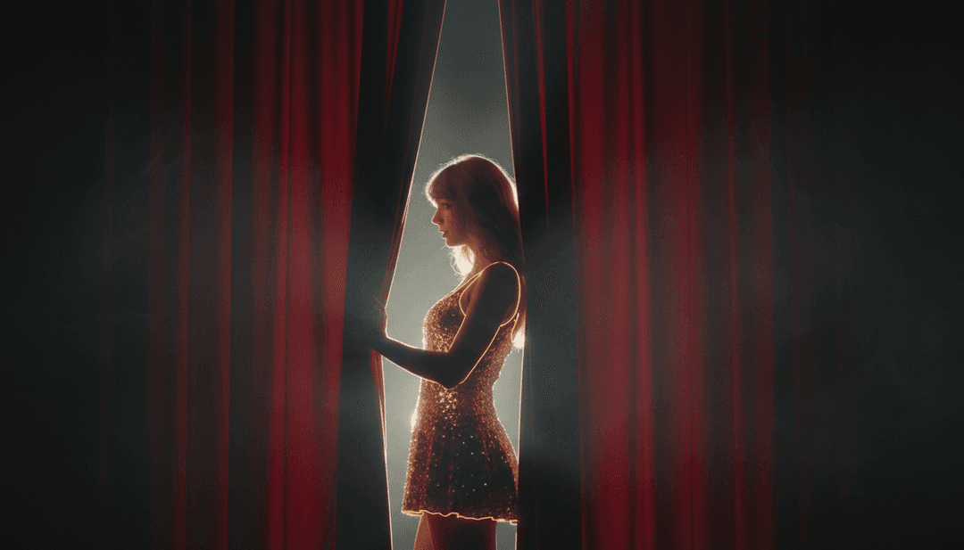 Un vortice turbinoso di onde synth elettroniche che si trasformano in immagini d'acqua scintillanti, rappresentando una sequenza onirica.