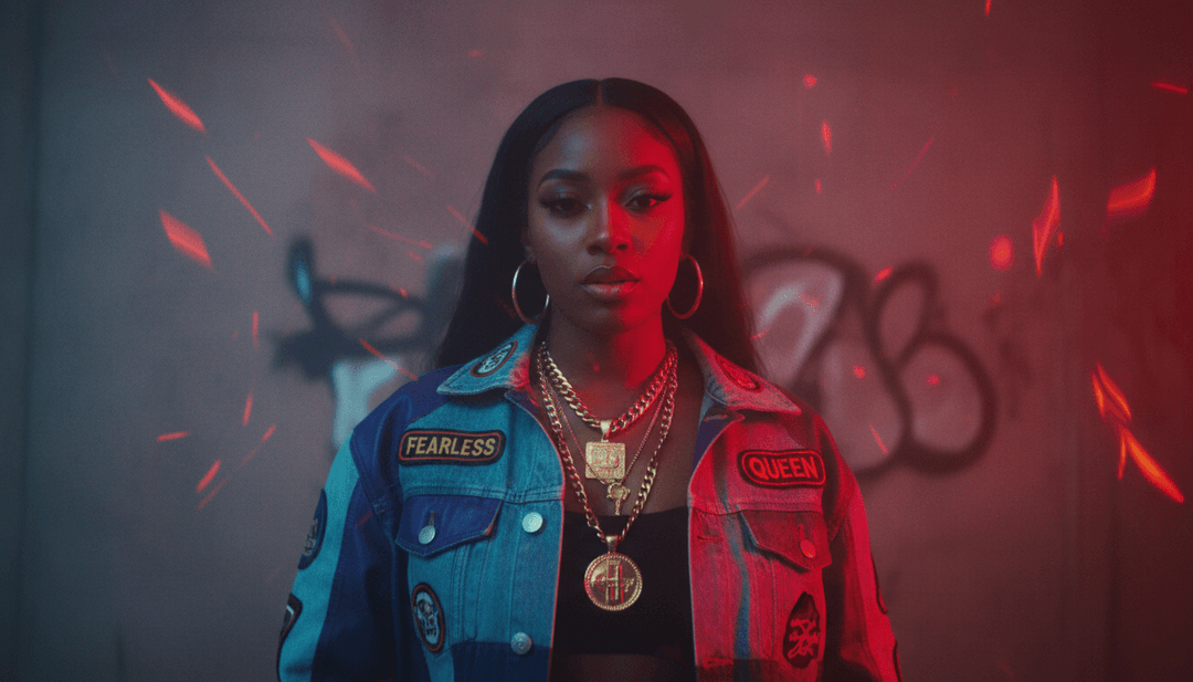 Arte abstracto que representa líneas caóticas pero hermosas, simbolizando la emoción cruda y la complejidad de la música 'Messy' de Lola Young, generada por IA.