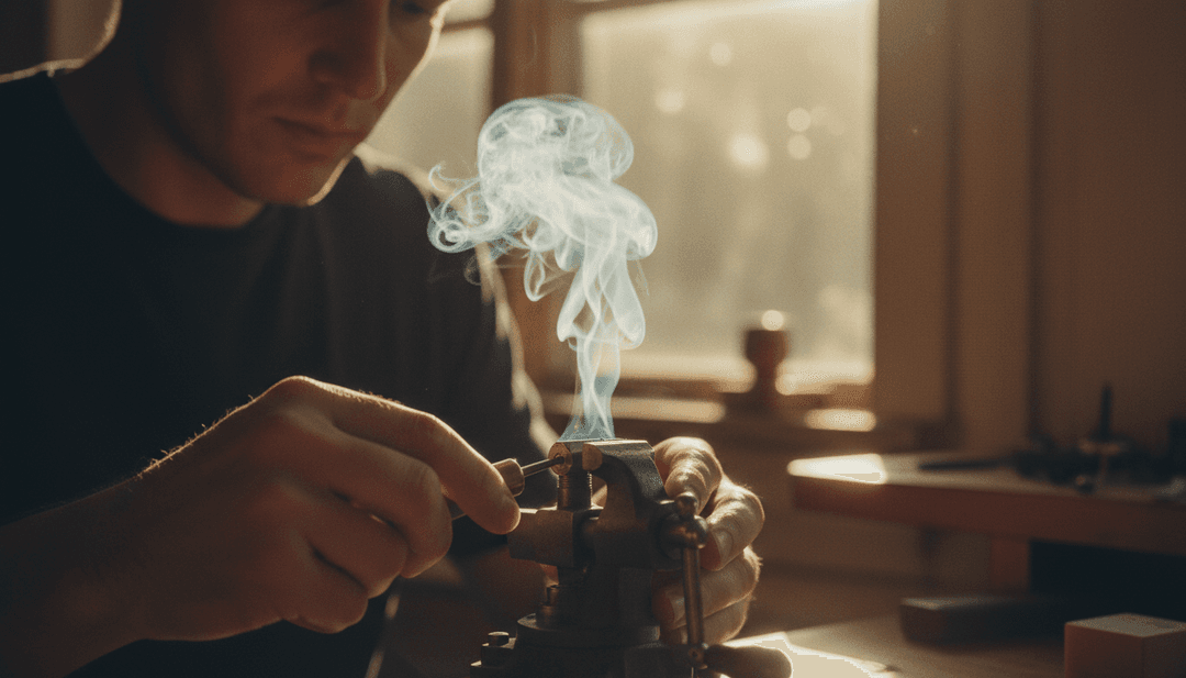 Visualizador gerado por IA transformando elementos de áudio de 'SMOKE THE PAIN AWAY' de Calvin Harris em gráficos e efeitos dinâmicos na tela.