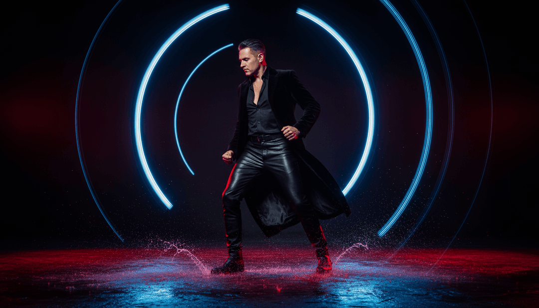 ユーザーがFreebeat.aiによって制作された「Dracula」のAI生成ミュージックビデオを大画面で笑顔で鑑賞し、AIの力を得ている様子。