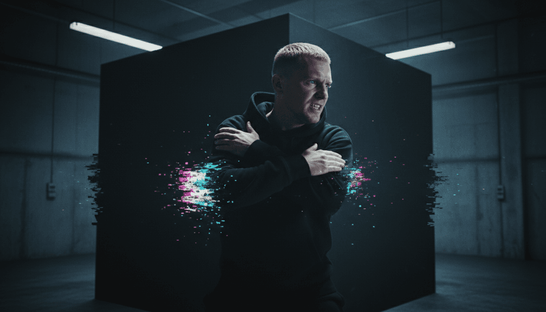 KI analysiert Sam Gellaitrys 'Assumptions' auf Disco- und House-Elemente, visualisiert pulsierende Schallwellen und eine lebendige Vocal-House-Energie, bereit für ein Musikvideo.