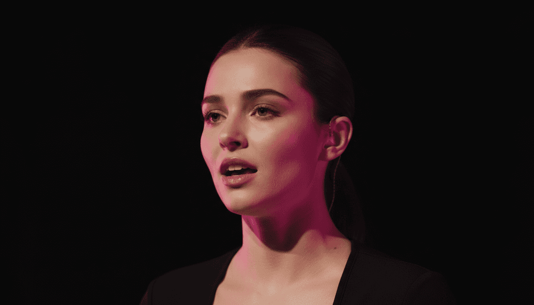 Scène générée par IA pour "Revolving door" de Tate McRae montrant une silhouette au milieu d'un paysage onirique tourbillonnant, symbolisant le voyage émotionnel de la chanson.