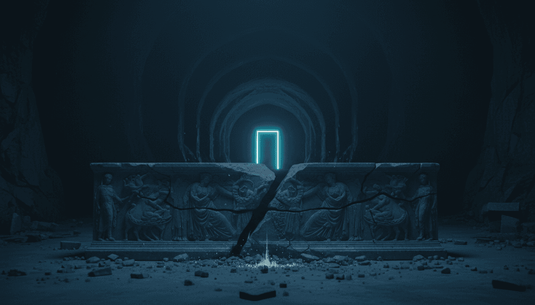 抽象的数字波浪脉动,代表着由AI音乐视频生成器分析的Trance和流行音乐的能量。