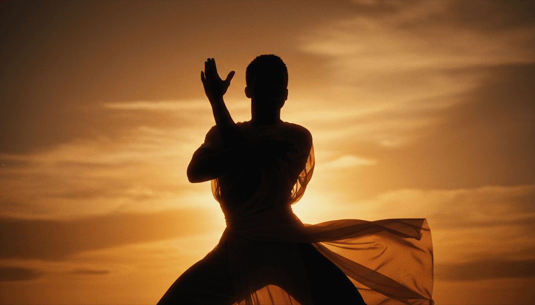 Bailarines enérgicos moviéndose en una escena urbana estilizada y futurista, bañados en dinámicas luces de neón generadas por IA.