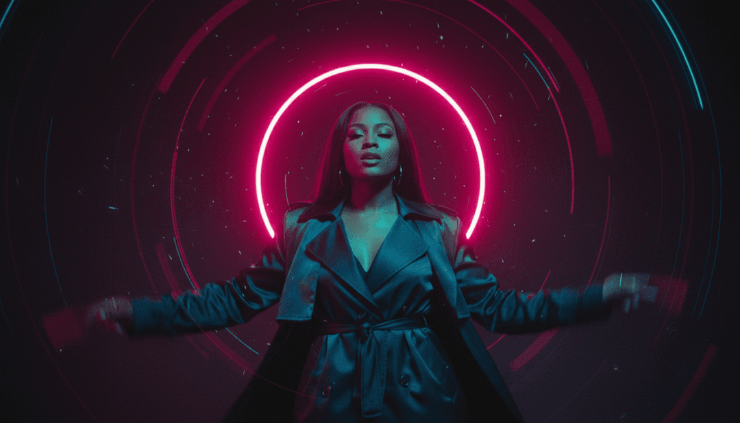 화면에서 재생되는 'No Broke Boys'를 위한 완성된 고에너지 AI 생성 뮤직 비디오로, 오디오에서 전문가 품질의 비주얼을 생성하는 freebeat.ai의 기능을 보여줍니다.