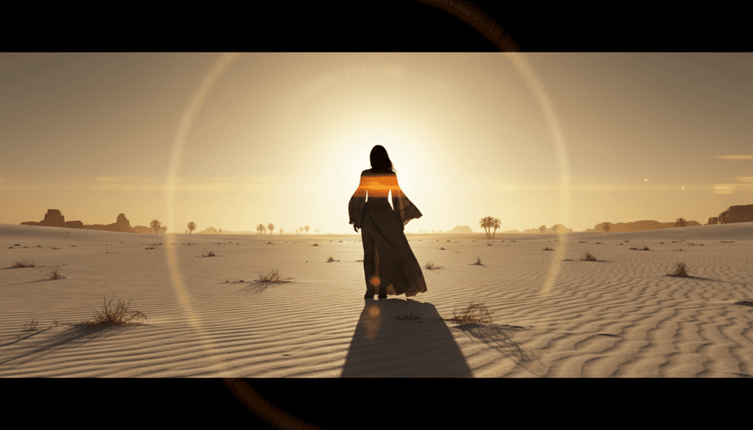 Dynamische Visualisierungen von Tänzern, Retro-Szenen und leuchtenden Stadtlandschaften, synchronisiert mit der Musik von 'Pedro', erstellt von KI.