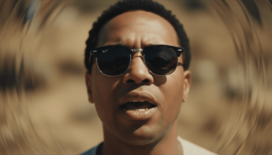 ダイナミックな分割画面。片側にはNate Doggのボーカル波形が表示され、もう片側にはヤシの木が並ぶ通りをクルーズするアニメーションのローライダーが表示され、曲のGファンクビートと視覚的に同期しています。