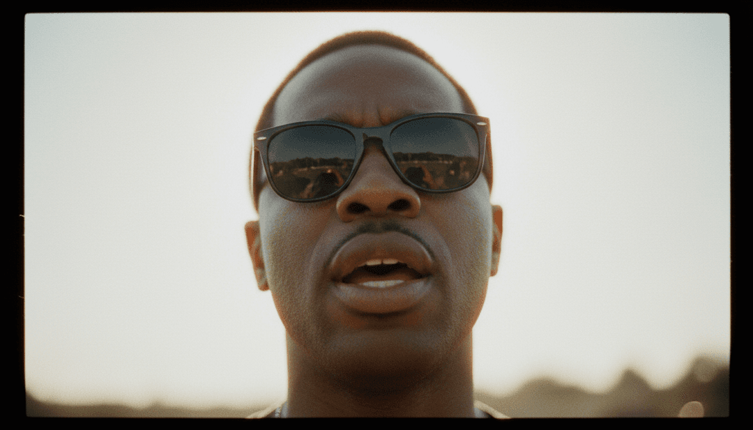 「6 In the Morning」のAI生成ミュージックビデオからの見事な、活気に満ちた静止画。freebeat.aiのロゴがさりげなく統合された美しい構図のシーンが示されており、最終的なクリエイティブな出力を表しています。