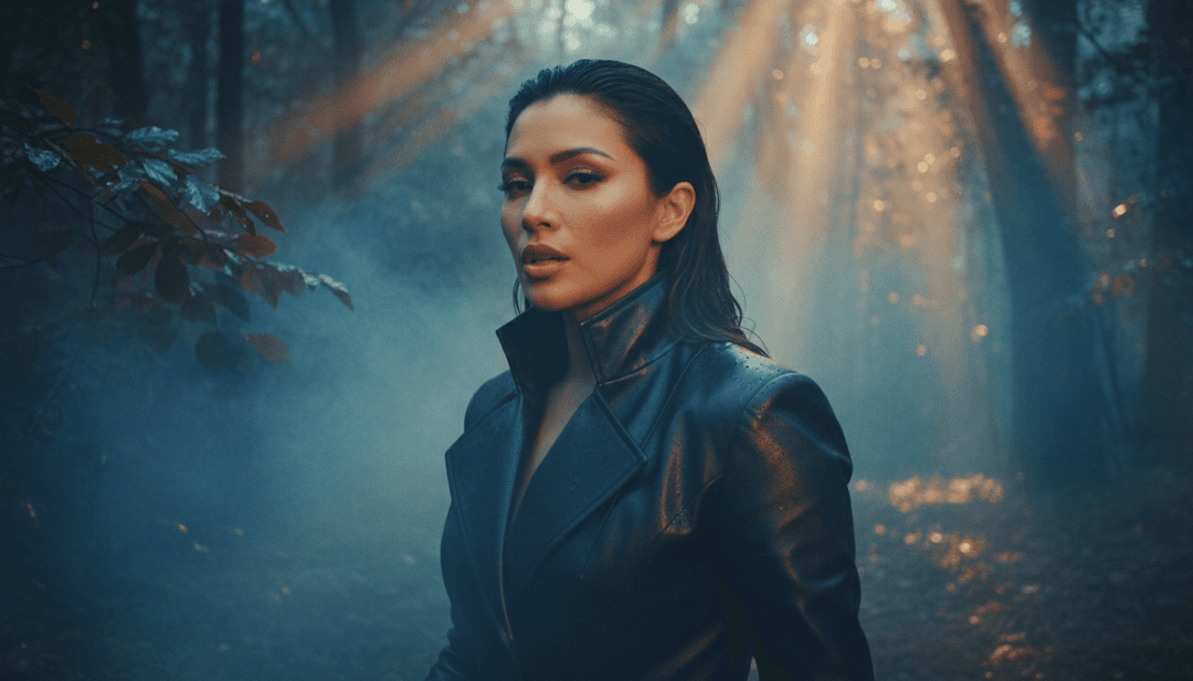 Visuais dinâmicos gerados por IA para 'Let You Go', exibindo padrões eletrônicos abstratos evoluindo para uma paisagem urbana sob uma aurora digital, refletindo o arco emocional da música.