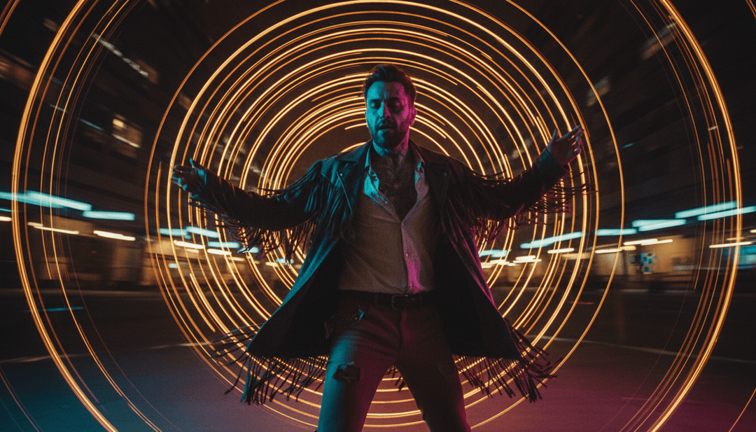 Interface do usuário de freebeat.ai mostrando opções para personalizar um videoclipe para 'Circles', incluindo estilos para letras e temas visuais.