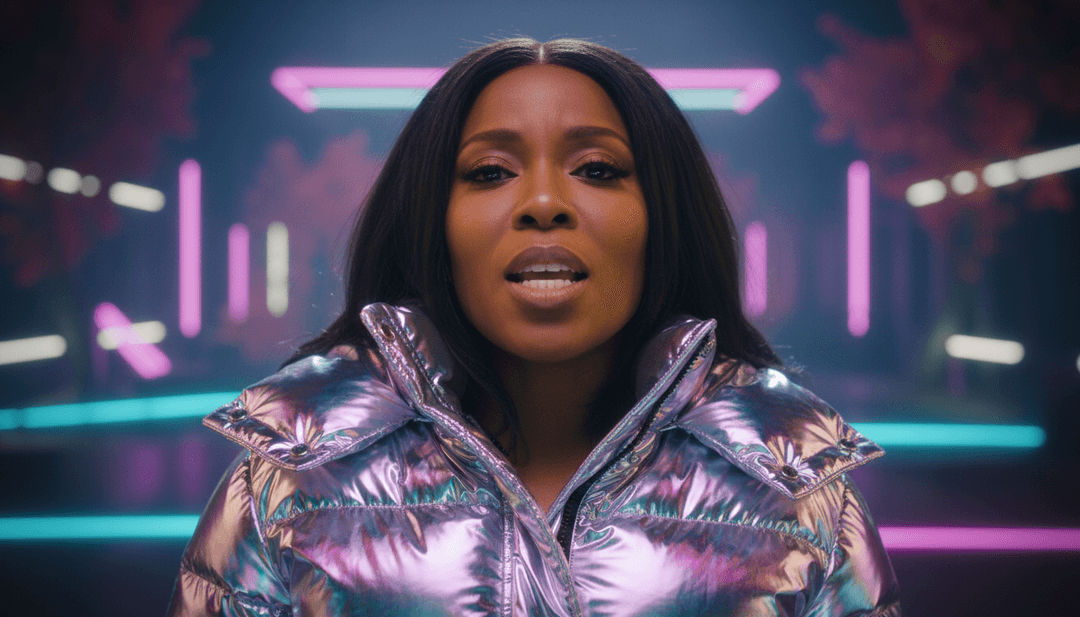 Um usuário interagindo com a interface do freebeat.ai, gerando facilmente um videoclipe de nível profissional com sua própria música, exibindo controle criativo e diversas opções visuais.