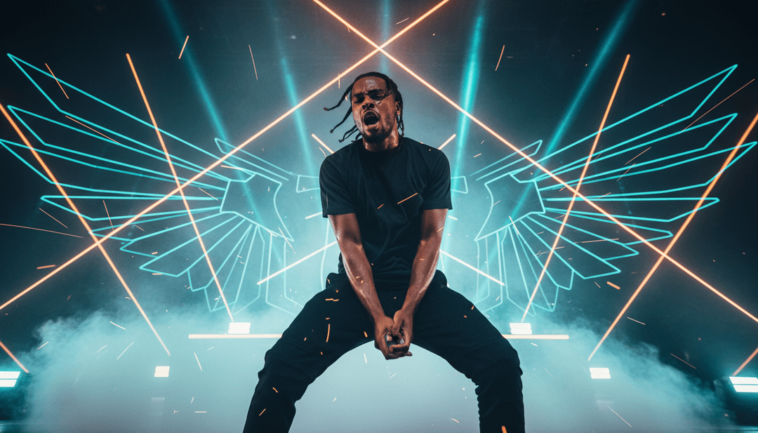 用户正在使用 freebeat.ai 的界面,屏幕上播放着生成的 'Tokyo Drifting' 音乐视频,并显示编辑视觉效果和歌词的选项。