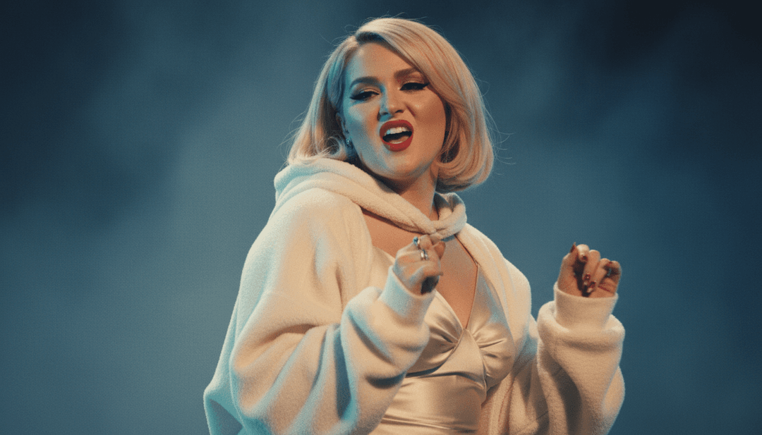 Eine KI, die Meghan Trainor's 'Made You Look'-Texte und Pop-R&B-Rhythmus interpretiert und selbstbewusste, spielerische Ästhetik visualisiert.